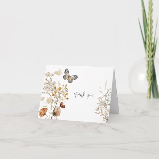 Wilde Wasserfarben-Blume Danke-Karte Dankeskarte (Vorderseite)