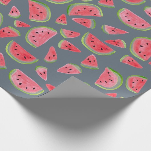 Wilde Wassermelone auf grauem Geschenkpapier Aquar (Ecke)