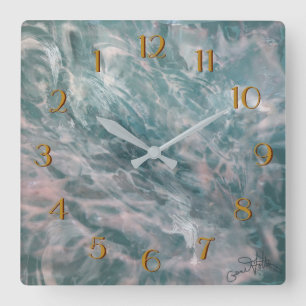 Wilde Waves Rückwärts-Uhr Quadratische Wanduhr