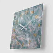 Wilde Waves Rückwärts-Uhr Quadratische Wanduhr (Winkel)