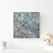 Wilde Waves Rückwärts-Uhr Quadratische Wanduhr (Zuhause)