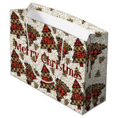 Wilde Weihnachtsbäume Umschlagpapier Große Geschenktüte (Rückseite Schrägansicht)