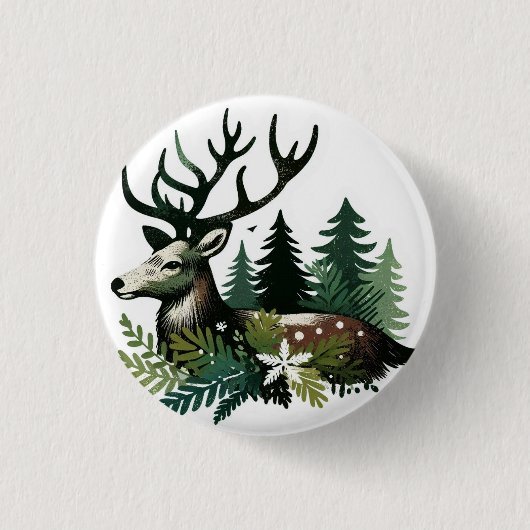Wilde Weihnachtszeit-Blume Button (Vorderseite)