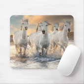 Wilde Weiße Pferde Mousepad (Mit Mouse)