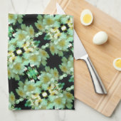 Wilde weiße Rose Blumenmuster Geschirrtuch (Viertel Falte)