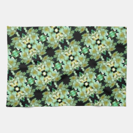 Wilde weiße Rose Blumenmuster Geschirrtuch (Horizontal)