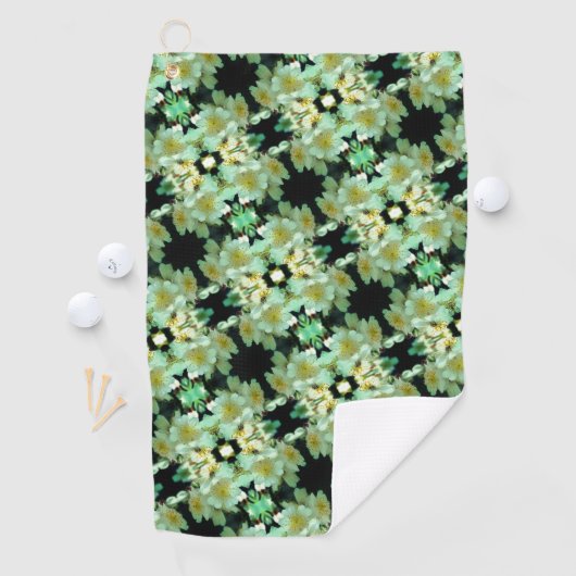 Wilde weiße Rose Blumenmuster Golfhandtuch (Insitu)