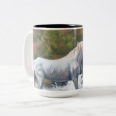 Wilde weiße Stallions-Kaffee-Tasse Zweifarbige Tasse (Vorderseite Links)