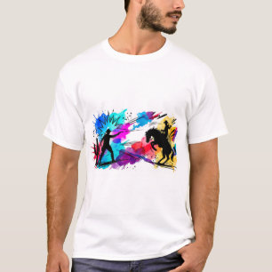 Wilde West Cowboys Farbige Wasserfarben Kunst T-Shirt