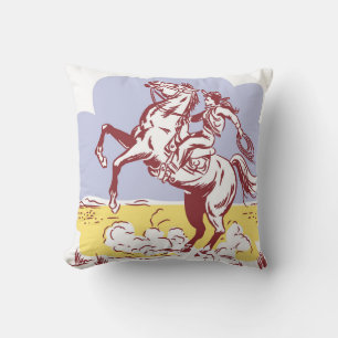 Wilde West-Cowgirl: Vintage-Linienzeichnung. Kissen