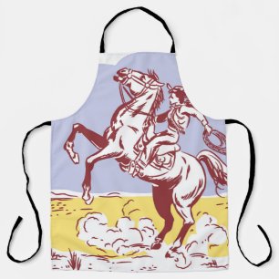 Wilde West-Cowgirl: Vintage-Linienzeichnung. Schürze