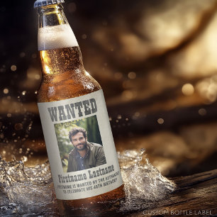 Wilde-West-Wanted-Plakat-Geburtstagsfeier Bierflaschenetikett