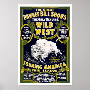 Wilde Westshow, 1903. Vintage Western-Werbung Poster