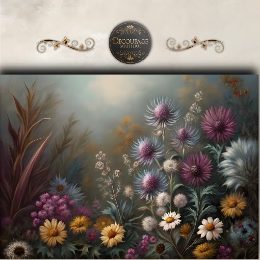 Wilde Wiesen Distel Florale Decoupage Seidenpapier