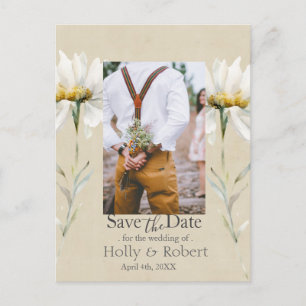 Wilde Wiesenmargerite Kraft Save the Date Foto Postkarte