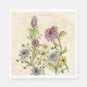 Wilde Wildblumen auf Papierservietten (Vorderseite)
