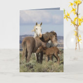 Wilde Wilde Pferde Grußkarte Karte (Gelbe Blume)