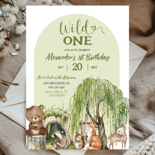 Wilde Wildtiere 1. Geburtstag Einladung