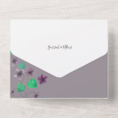 Wilde Wiolets Wasserfarbe Handgestrichen All In One Einladung (Rückseite)