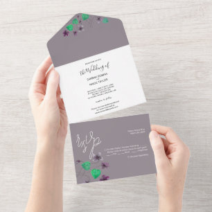 Wilde Wiolets Wasserfarbe Handgestrichen All In One Einladung