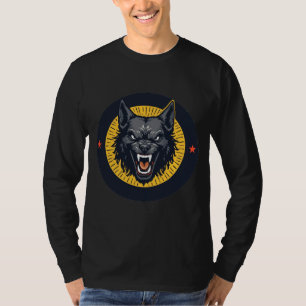 Wilde Wolf-Illustration mit kreisförmigem Design T-Shirt
