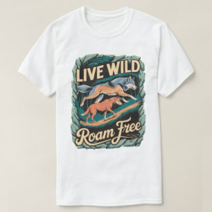 Wilde Wölfe Abenteuer Retro Natur Kunstwerk T-Shirt