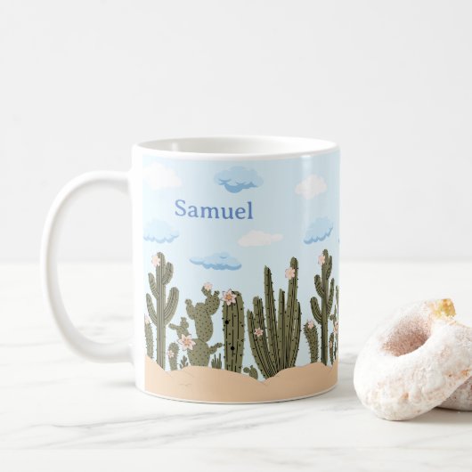 Wilde Wüste mit Niedlichem Personalisierten Namen Kaffeetasse (Mit Donut)