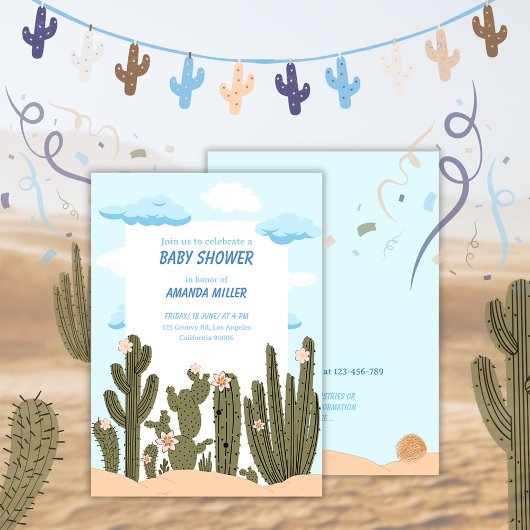 Wilde Wüste mit Niedlicher Babydusche von Cactus Einladung