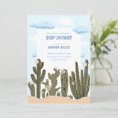 Wilde Wüste mit Niedlicher Babydusche von Cactus Einladung (Stehend Vorderseite)