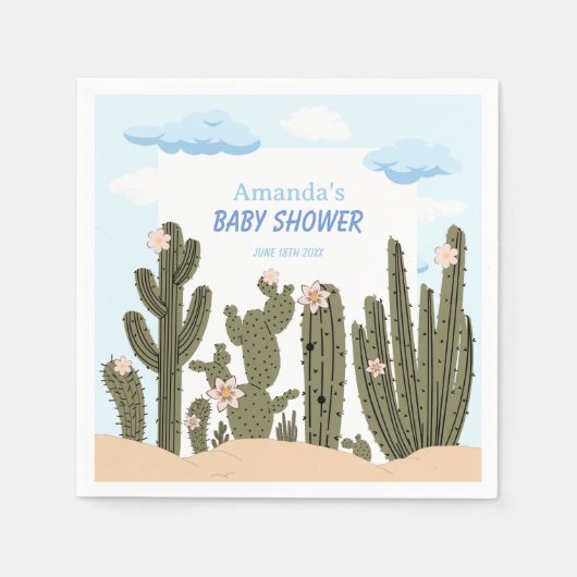 Wilde Wüste mit Niedlicher Babydusche von Cactus Serviette (Vorderseite)