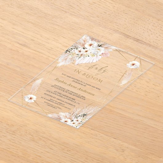 Wilde Wüste Rose Pampas Palm Blätter Kinderdusche Acryleinladungen (Ablage )