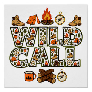 Wilde Zelttour Camping Wandern Outdoor-Abenteuer Poster