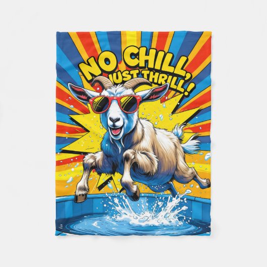Wilde Ziege Sommer Retro Pool Splash Fleecedecke (Vorderseite)