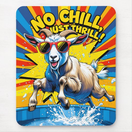 Wilde Ziege Sommer Retro Pool Spritzer Mousepad (Vorne)