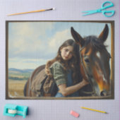 Wilde Zigeunermädchen mit ihrem Pferd Seidenpapier (Basteln)