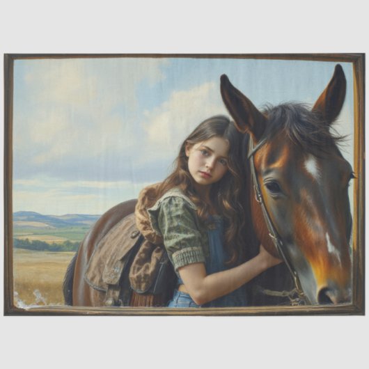 Wilde Zigeunermädchen mit ihrem Pferd Seidenpapier (Vorderseite)