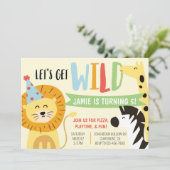Wilde Zoo-Party zum Geburtstag Einladung (Stehend Vorderseite)