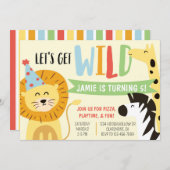 Wilde Zoo-Party zum Geburtstag Einladung (Vorne/Hinten)
