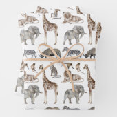 Wilde Zootiere, die Papierblätter umhüllen Geschenkpapier Set (Beispiel)