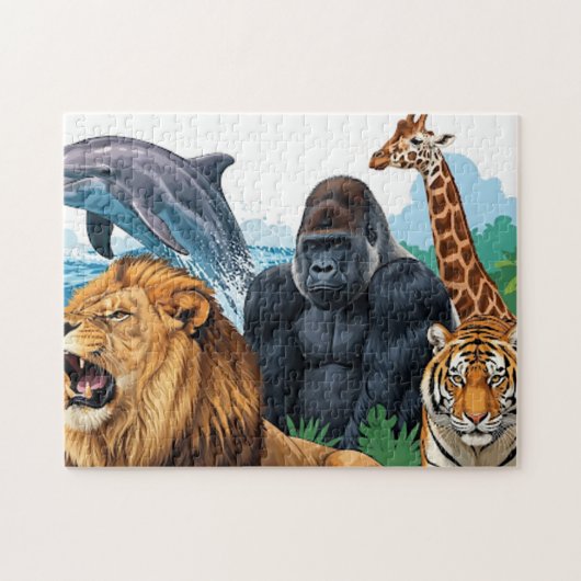 Wilde Zootiere - Löwe, Tiger, Dolphin & More Puzzle (Horizontal)