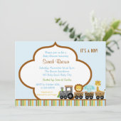 Wilde Zug-Safari-Tier-Einladung für Jungen Einladung (Stehend Vorderseite)