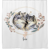 Wilde Zuneigung - Wölfe in Liebe Illustration Duschvorhang (Vorderseite)