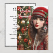 Wilde Zwanziger Jahre Weihnachtsfeier Flapper-Weih Einladung (Vorne/Hinten)