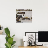 Wildebeest, der während der Zeit in den Mara River Poster (Heimbüro)