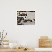 Wildebeest, der während der Zeit in den Mara River Poster (Küche)
