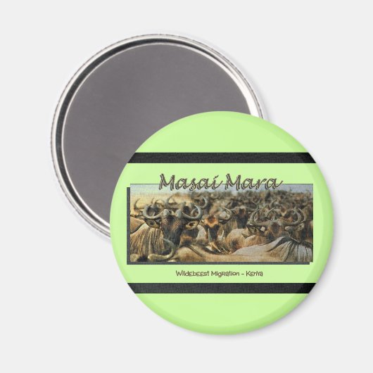 Wildebeest/Gnu-Migration, Safarimagnete Magnet (Vorderseite/Rückseite)