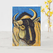 Wildebeest Grußkarte Karte (Gelbe Blume)