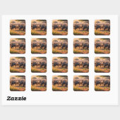 Wildebeest in Savanne Quadratischer Aufkleber (Blatt)