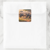 Wildebeest in Savanne Quadratischer Aufkleber (Tasche)