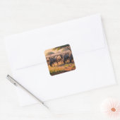 Wildebeest in Savanne Quadratischer Aufkleber (Umschlag)